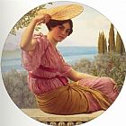 The Golden Stairs Paintings - Golden Hours by John William Godward